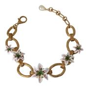 Gouden Leliebloem Kristallen Ketting Dolce & Gabbana , Multicolor , Da...