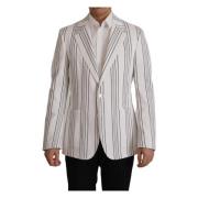 Gestreepte Katoenmix Blazer Dolce & Gabbana , White , Heren