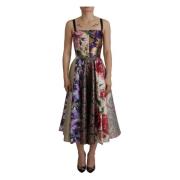 Multicolor Patchwork Zijden Jurk Dolce & Gabbana , Multicolor , Dames