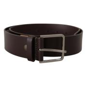 Bruin Leren Logo Gegraveerde Metalen Gesp Dolce & Gabbana , Brown , He...