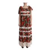 Luxe Bloemen Maxi Jurk Dolce & Gabbana , Multicolor , Dames