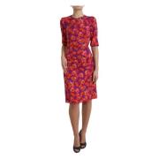 Bloemen klaproos print schede jurk Dolce & Gabbana , Multicolor , Dame...
