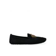 Zwarte leren kristallen kroon loafers Dolce & Gabbana , Black , Heren