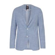 Blauwe Wollen Slim Fit Blazer Hugo Boss , Blue , Heren