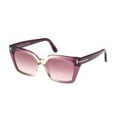 Gedurfde vierkante zonnebrillencollectie Tom Ford , Purple , Dames