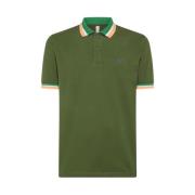 Gestreept Poloshirt in Donkergroen Sun68 , Green , Heren