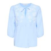 Feminine Windsurfer Borduurwerk Blouse Part Two , Blue , Dames