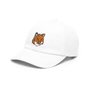 Witte Grote Fox Head Katoenen Hoed Maison Kitsuné , White , Unisex