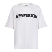 Roomwit T-Shirt met Logo Print A Paper Kid , White , Heren