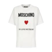 Dames Wit Katoenen T-shirt Liefde Vertrouwen Moschino , White , Dames