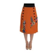 Oranje Wol Kristal Pailletten Applicaties Rok Dolce & Gabbana , Orange...