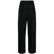 Zwarte Hooggetailleerde Geplooide Broek Emporio Armani , Black , Dames