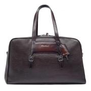 Elegante reliëflederen weekendtas Santoni , Brown , Dames