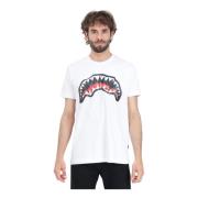 Witte Crumpled Shark Mond Print T-shirt Sprayground , White , Heren