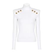 Gebreide trui met gouden knopen Balmain , White , Dames