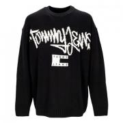 Relaxed Graffiti Sweater Zwart Tommy Hilfiger , Black , Heren