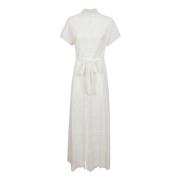 Keira Katoenen Jurk met Mandarin Kraag MC2 Saint Barth , White , Dames