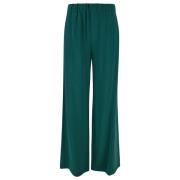 Wide Trousers Plain Units , Green , Dames
