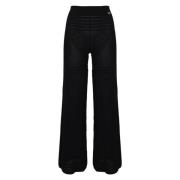 Wide Trousers Twinset , Black , Dames