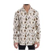 Zijden Jazz Motief Print Shirt Dolce & Gabbana , White , Heren