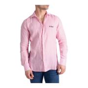 Casual Linnen Overhemd MC2 Saint Barth , Pink , Heren