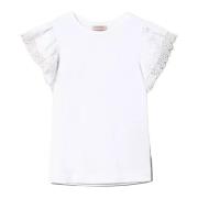 Katoenen T-shirt Twinset , White , Dames