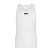 Witte Tanktop met Logo Label Dolce & Gabbana , White , Heren