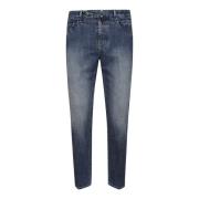 Blauwe Jeans met Vijf Zakken Incotex , Blue , Heren