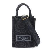 Barocco Mini Tote Tas Versace , Black , Dames