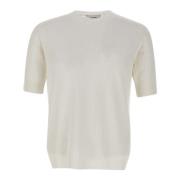 Witte Linnen Katoenen T-shirt Geribbelde Textuur Lardini , White , Her...