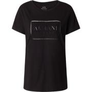 Zwarte Slim Fit Katoenen T-shirt Armani Exchange , Black , Dames