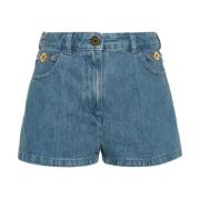 Denim Shorts met Metallic Details Patou , Blue , Dames