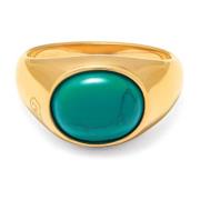 Turquoise Gouden Ovale Zegelring Nialaya , Yellow , Heren