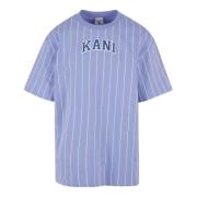 Serif Pinstripe Tee Heren T-shirt Karl Kani , Purple , Heren