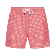 Rode zwemshorts met microbloemenpatroon Fedeli , Multicolor , Heren