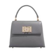 Metallic Leren Handtas met Afneembare Band Furla , Gray , Dames