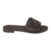 Zwarte Slides Schoenen Sandalen Moncler , Black , Dames