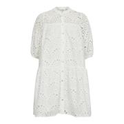 Witte Anglaise Jurk met Pofmouwen Co'Couture , White , Dames