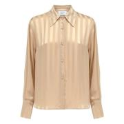 Verticaal Gestreepte Viscose Shirt MVP wardrobe , Beige , Dames