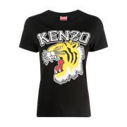 Tiger Varsity T-shirt Zwart Multicolor Kenzo , Black , Dames