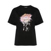 Zwarte Katoenen Jersey T-shirt Roze Anemoon Mugler , Black , Dames