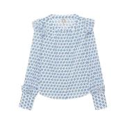 Moderne Gerimpelde Katoenen Top Ines De La Fressange Paris , Blue , Da...