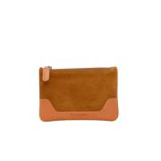 Mosterd Suede Clutch Tas Ines De La Fressange Paris , Brown , Dames