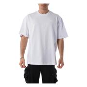 Katoenen T-shirt met geborduurde logo's Diesel , White , Heren
