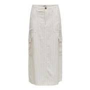 Linnen Midi Rok Lente/Zomer Collectie Only , White , Dames