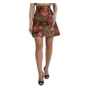 Maroon Bloemen Jacquard Mini Rok Dolce & Gabbana , Multicolor , Dames