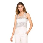 Bicolor Kant Top Twinset , White , Dames