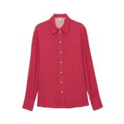 Roze Crepe Shirt met Leon Borduurwerk Ines De La Fressange Paris , Pin...