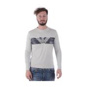 Comfortabele Gebreide Trui Pullover Emporio Armani EA7 , Gray , Heren