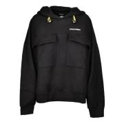 Oversized Fit Hoodie Sweatshirt Zwart Dsquared2 , Black , Dames